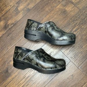 Dansko Professional Python Print Clogs